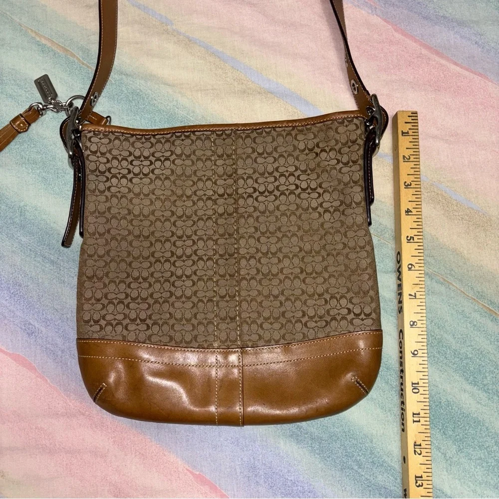 Coach Signature C Handbag with Caramel Brown Leather Strap & Bottom F10417